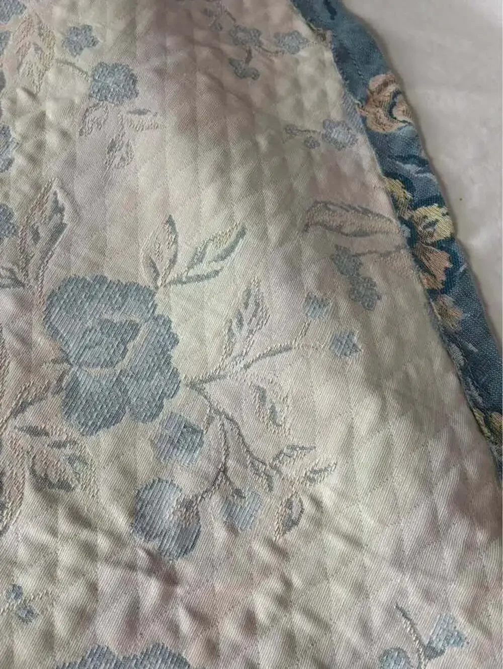 Vintage Blue Floral Quilted Tablecloth